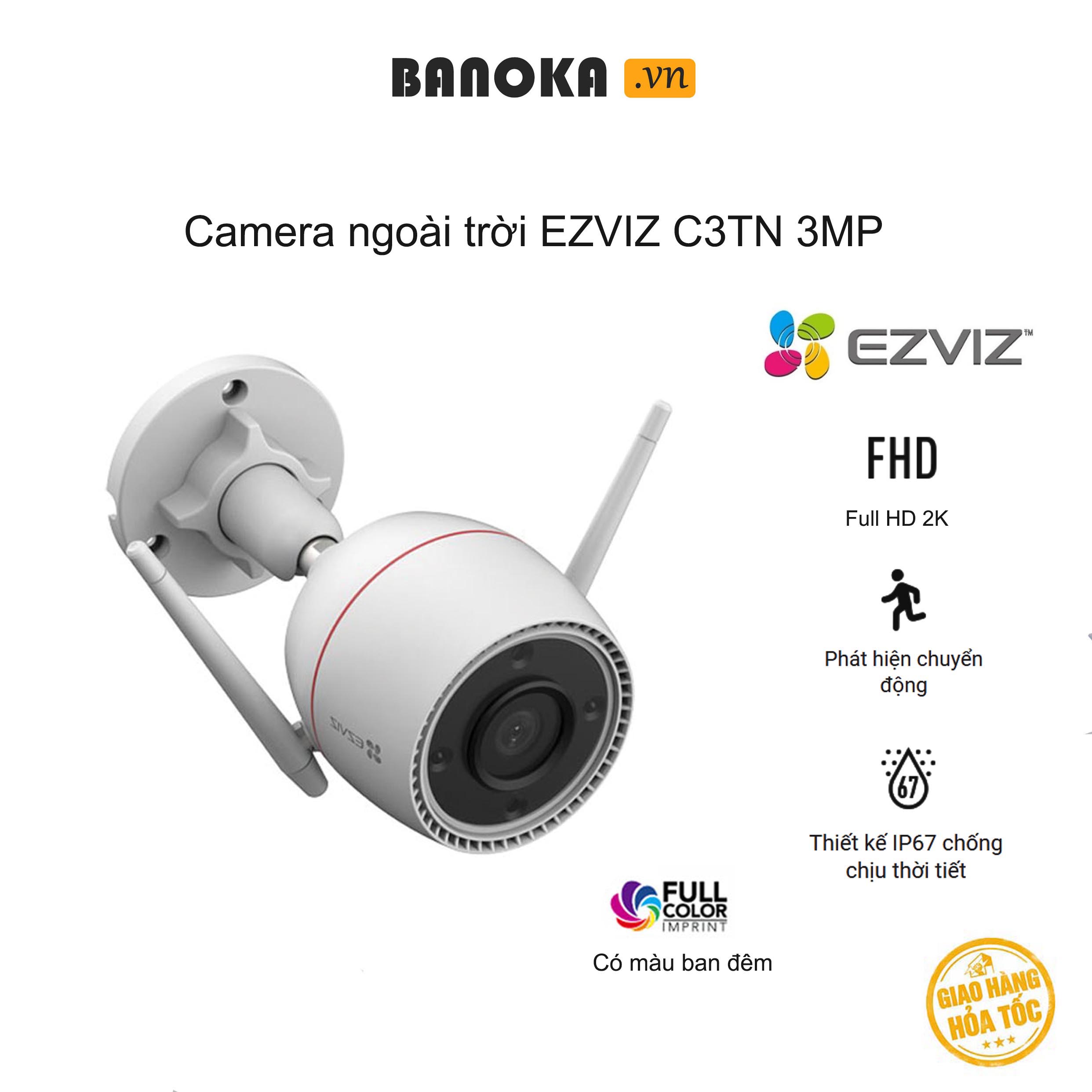 Camera wifi ngoài trời EZVIZ C3TN 3MP có màu ban đêm Full HD